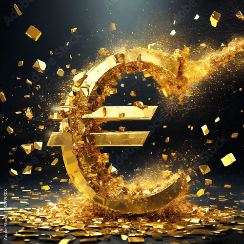 Ein explodierendes Euro-Zeichen aus Gold