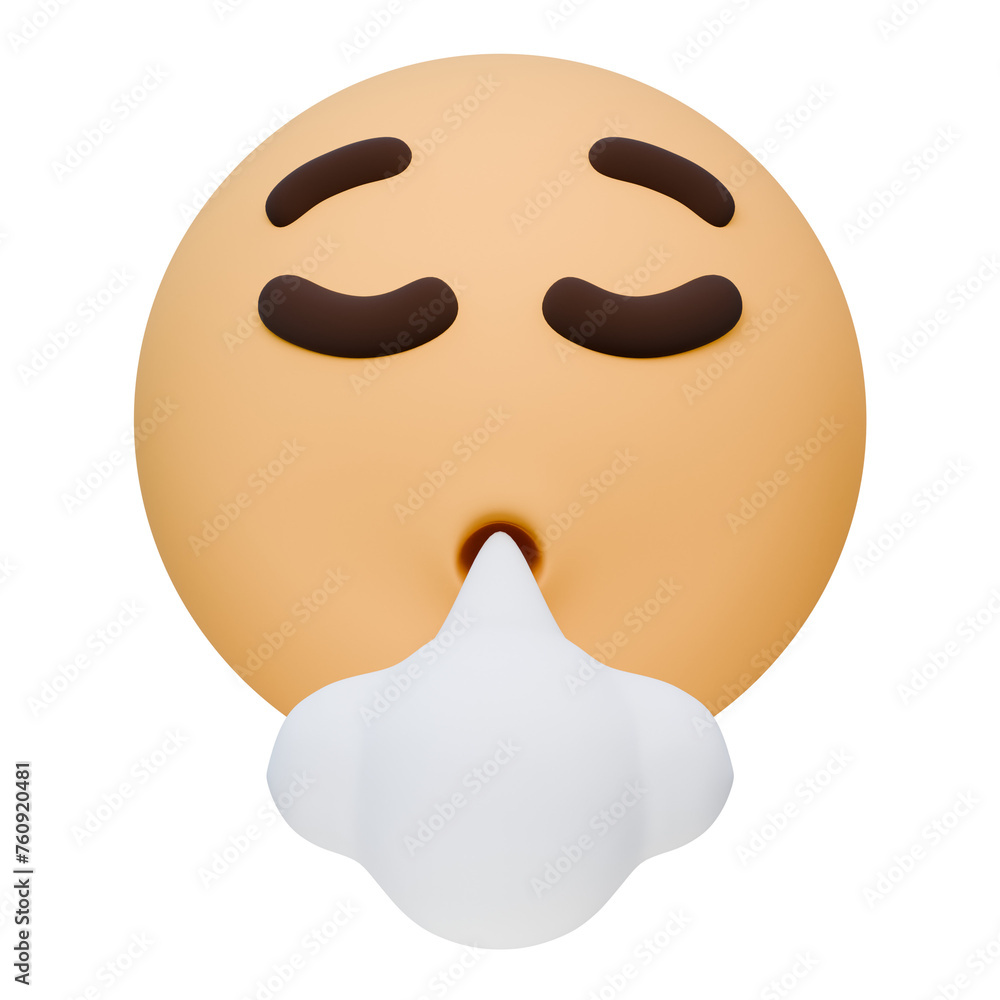 face exhaling 3d emoji illustration face exhaling 3d emoji illustration