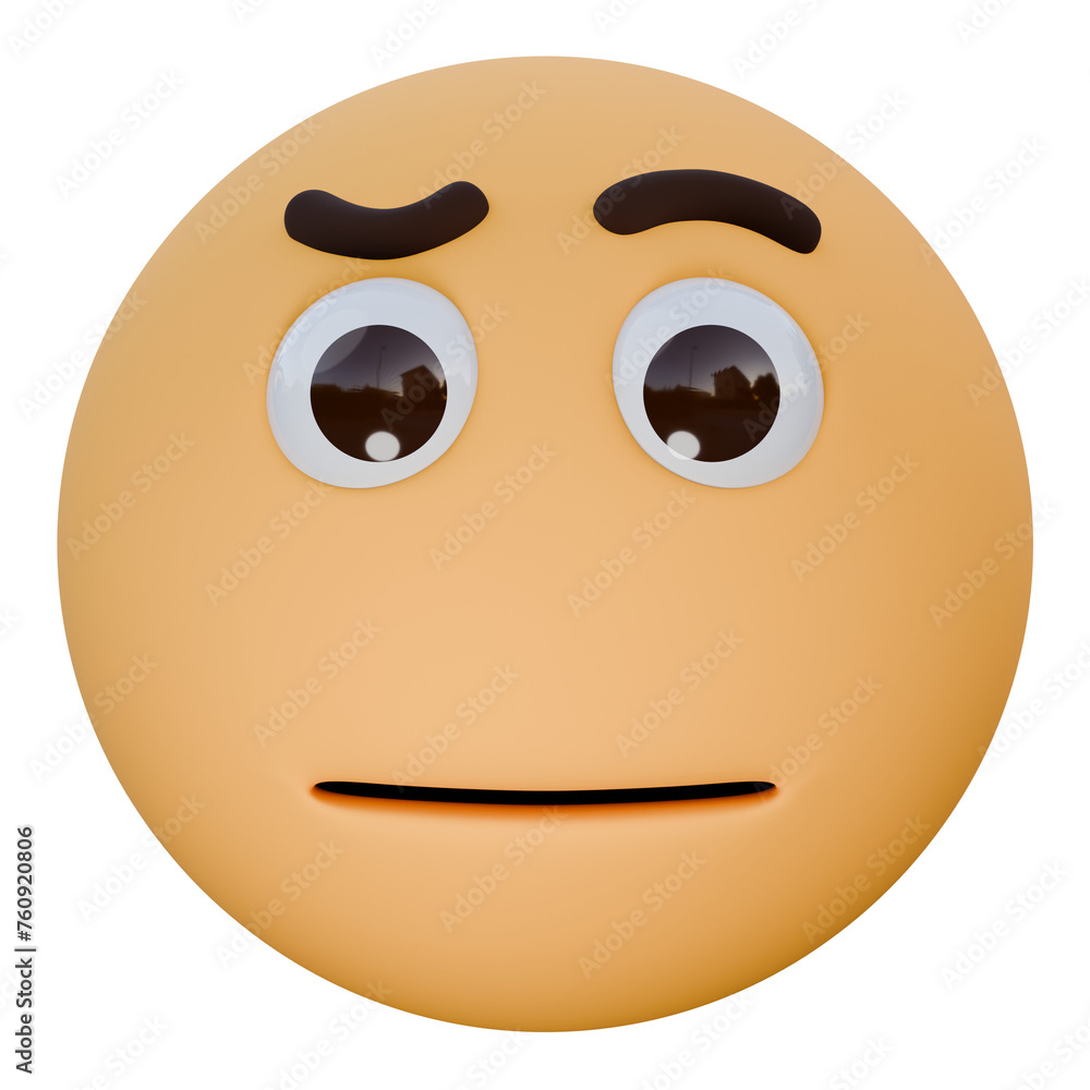 Fototapeta premium face with raised eyebrow 3d emoji illustration