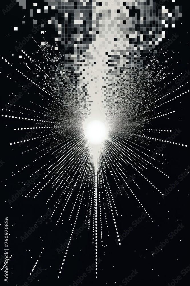Fototapeta premium Abstract Black and White Starry Pixelated Background