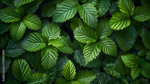 A nature background featuring an abstract green leaf texture.