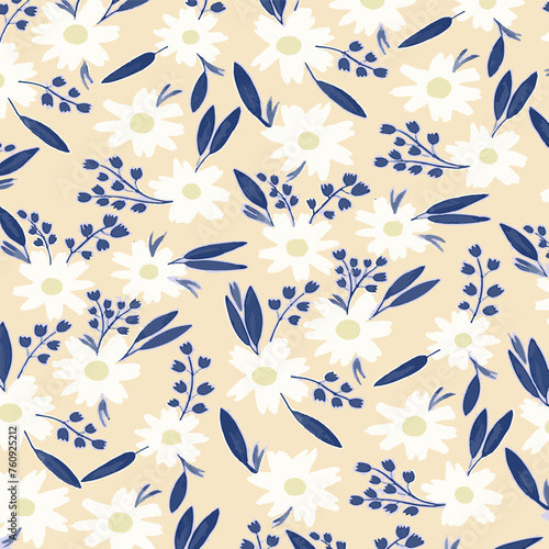 Pattern flower floral spring blossom illustration vector fabric textile design leaf leaves