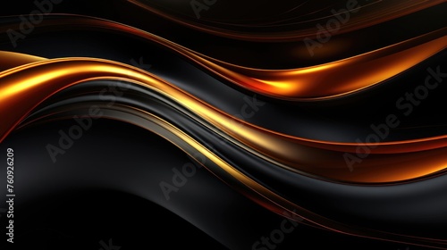 Elegant Black Background with Gold Wave Design