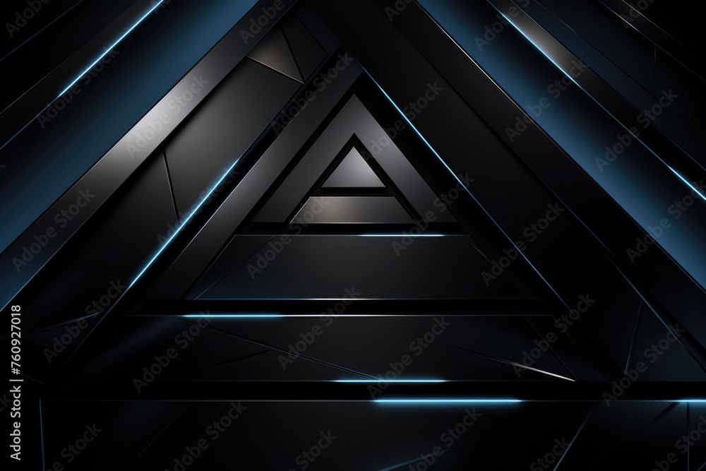 Ultra-Modern Black Geometric Background with Blue Lighting Ultra-Modern Black Geometric Background with Blue Lighting