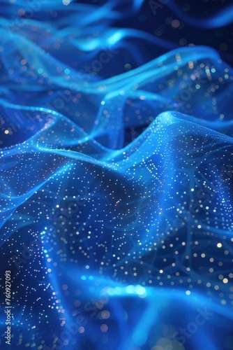 Sparkling Blue Particle Wave Texture