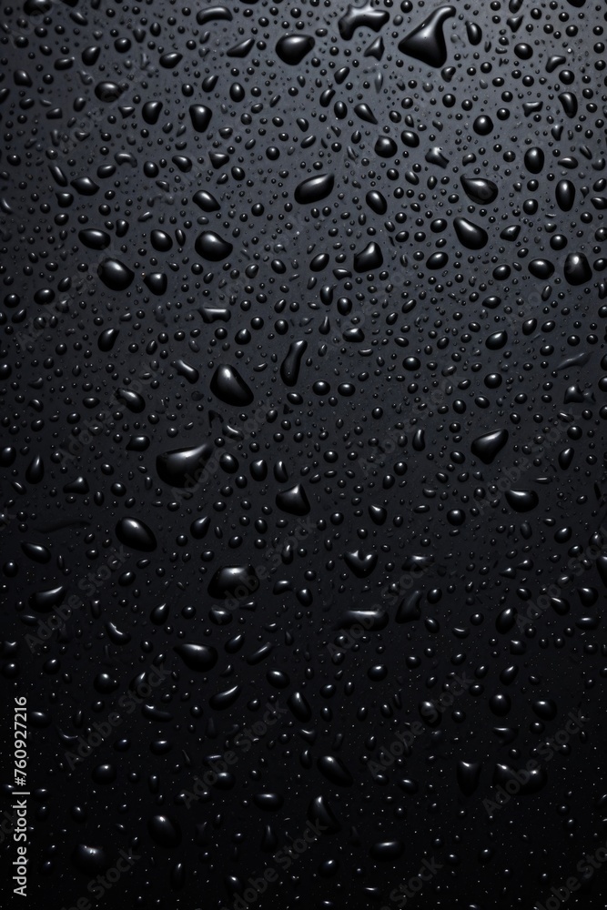 Fototapeta premium Raindrops on Dark Smooth Surface