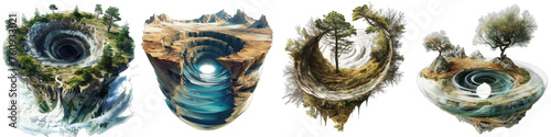 Swirling vortex in a surreal landscape- Hyperrealistic Highly Detailed Isolated On Transparent Background Png File
