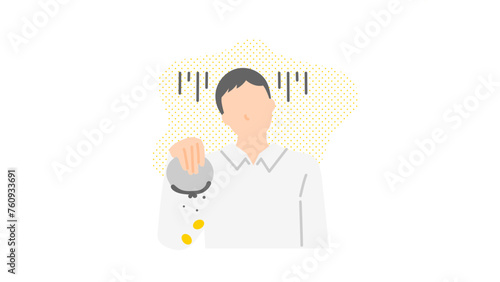 手持ちのお金が無くて困っている男性のイラスト