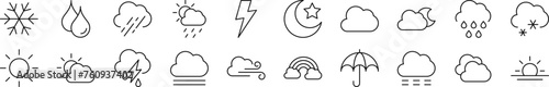 Collection of thin line icons of travel. Editable stroke. Simple linear illustration for web sites, newspapers, articles book