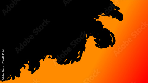 Simple abstract fire splash orange color over black background