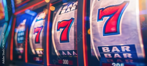 Big win 777 lottery casino concept with slot machine. Win jackpot in game slot machine illustration