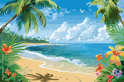 Exotic Beach Paradise: Tropical Sunset Escape © Alex