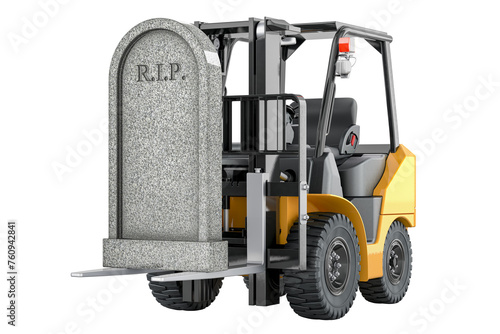 Valokuvatapetti Pallet jack with Tombstone, 3D rendering isolated on transparent background