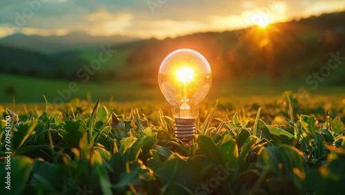 lightbulb in a farming agricultural field green energy and environment concept Generative AI photo
