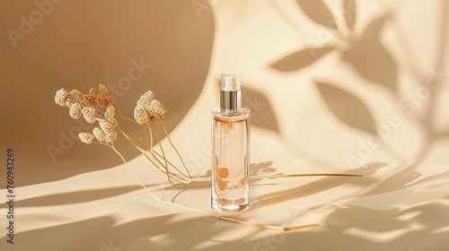 Elegant Beauty Background: Elegance captured in transparent serum textures against a delicate pastel beige. Ideal for showcasing luxury beauty items, skincare products, or high-end cosmetics.  photo