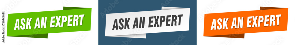 ask an expert banner. ask an expert ribbon label sign set - obrazy, fototapety, plakaty 