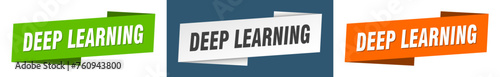 deep learning banner. deep learning ribbon label sign set