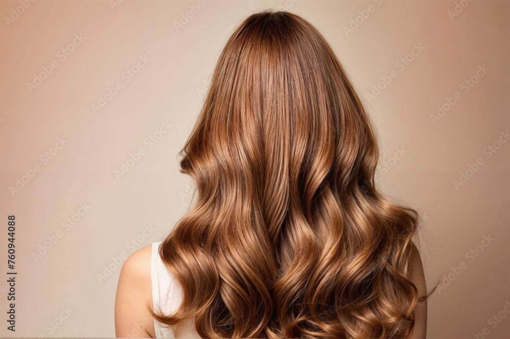 Fototapeta premium Rich Caramel Balayage on Flowing Wavy Hair