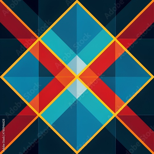 minimalist geometric pattern background with intersecting lines and vibrant contrasting colors