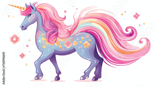 Magical unicorn with flowing mane and sparkles. fla