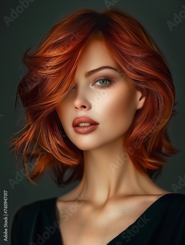 Fiery Copper Hair on a Luminous Model with a Captivating Gaze - beauty salon