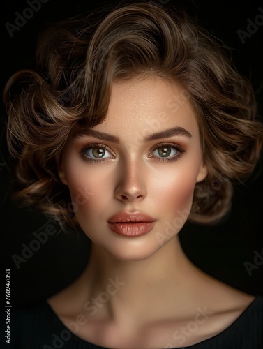 Classic Curly Bob on a Model with Timeless Beauty and Charm - beauty salon