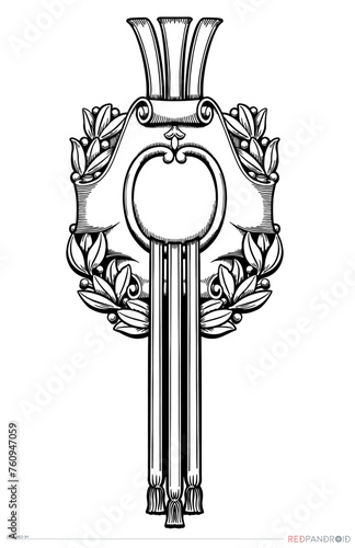 Vintage Scrollwork and Greenery Medallion, Laurels, Header, Victorian, Mourning Art, Graphic Element, Architectural, Stonework, Tombstone Detail