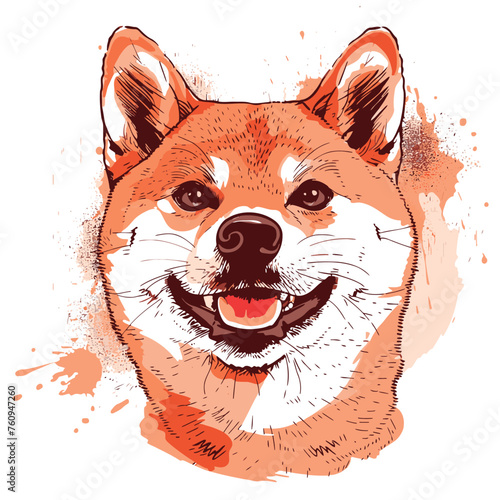 free vector cute shiba inu face with happy emotions