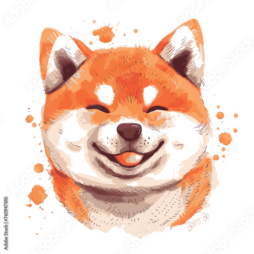 free vector cute shiba inu face with happy emotions