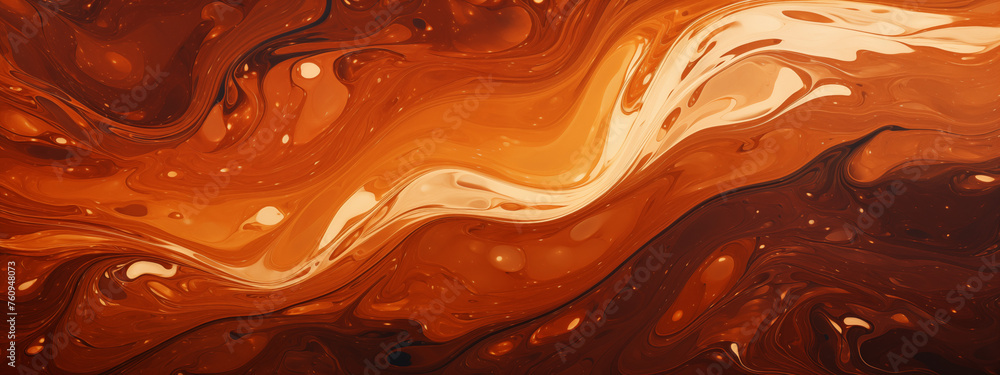 Abstract Swirls of Caramel and Chocolate - obrazy, fototapety, plakaty 