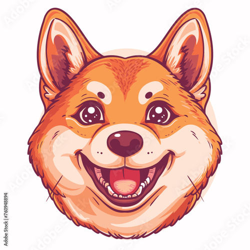 free vector cute shiba inu face with happy emotions