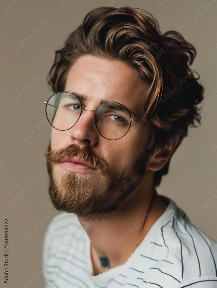 Men's hairstyles - Stylish Man with Glasses and Beard in Casual Outfit Men's hairstyles - Stylish Man with Glasses and Beard in Casual Outfit