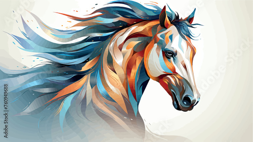  Year of the Horse 2026. Colorful illustration portrait of a horse drawing, watercolor painting. Drawing horse print for clothing or paper,  wall painting, background, banner.