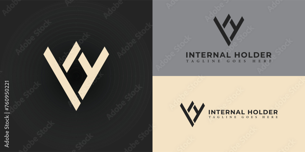 Abstract the initial letter IH or HI in white color isolated on multiple backgrounds. IH Logo letter monogram with triangle shape design template applied for hospitality management company logo design - obrazy, fototapety, plakaty 