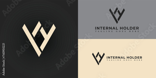 Abstract the initial letter IH or HI in white color isolated on multiple backgrounds. IH Logo letter monogram with triangle shape design template applied for hospitality management company logo design photo
