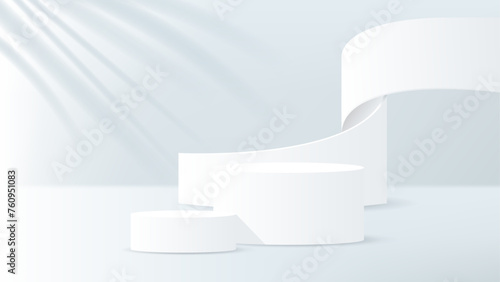 3d white podium design for product display presentation. vector illustration