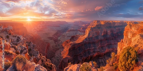 breathtaking view of Grand Canyon Colorado in USA at sunrise photo