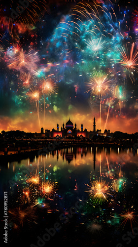 Captivating Eid Fireworks - A Colorful Display of Tradition, Unity, and Celebration © Carolyn