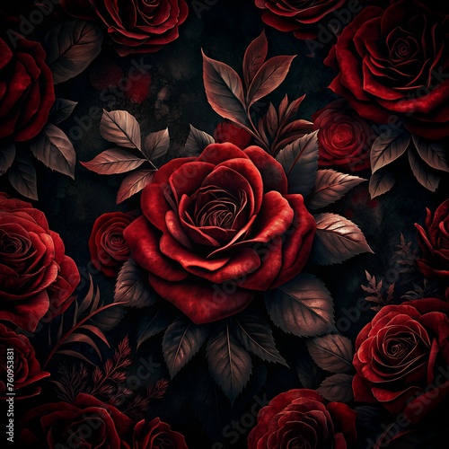 Wallpaper Mural red roses background Torontodigital.ca