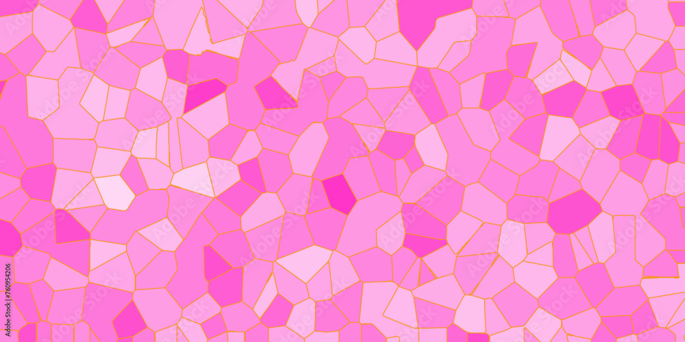 Abstract pink broken stained glass background design with colorful line. geometric polygonal background with different figures. low poly crystal mosaic background. geometric triangle shape.