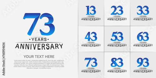 Set of Anniversary Logotype black and blue color can be use for special day celebration