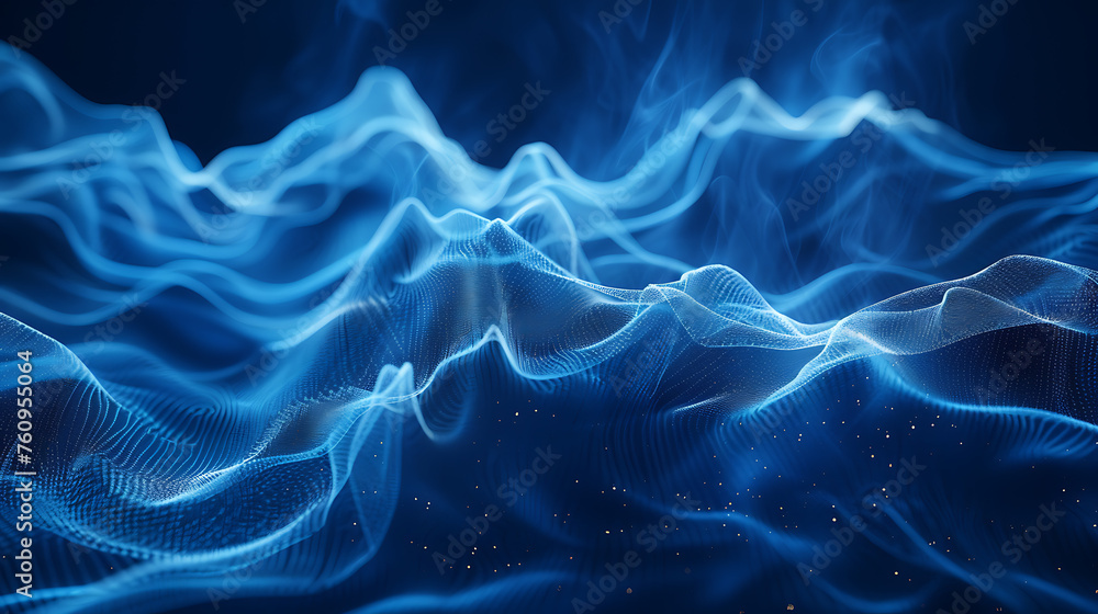 Fototapeta premium A mesmerizing abstract wireframe futuristic dark blue background, featuring dynamic shapes and vibrant colors, perfect for modern design projects and sci-fi concepts