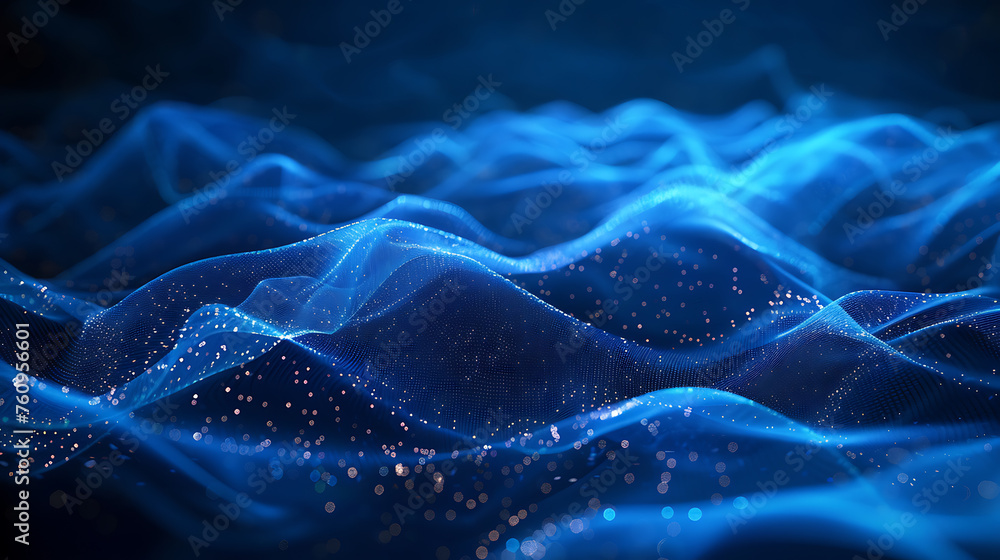A mesmerizing abstract wireframe futuristic dark blue background, featuring dynamic shapes and vibrant colors, perfect for modern design projects and sci-fi concepts - obrazy, fototapety, plakaty 