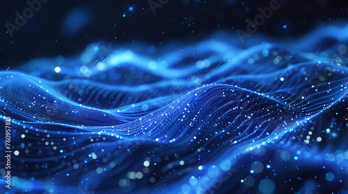A mesmerizing abstract wireframe futuristic dark blue background, featuring dynamic shapes and vibrant colors, perfect for modern design projects and sci-fi concepts