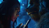 Astonished worgen rogue glimpses a mind-blowing fan-made WoW cinematic on her phone, captivated by the cinematic storytelling.