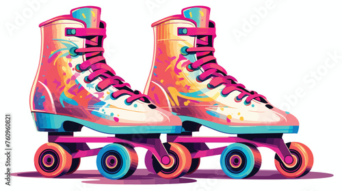 Retro roller skates with colorful wheels and laces