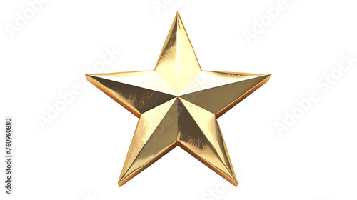 Golden star isolated 3d rendering on white background 