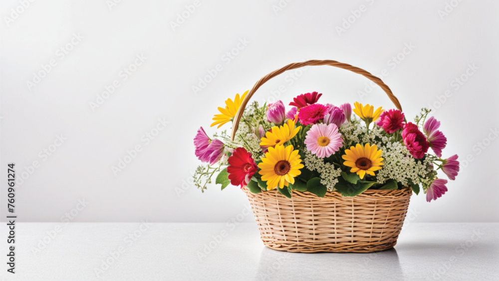 bouquet of tulips in basket