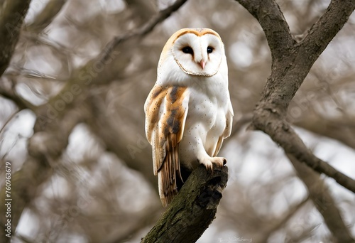 A view of a Barn Owl in a tree