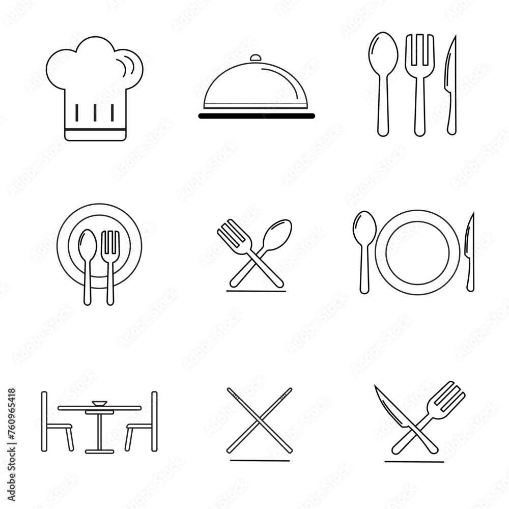 Vector illustration of restaurant icon set Vector illustration of restaurant icon set